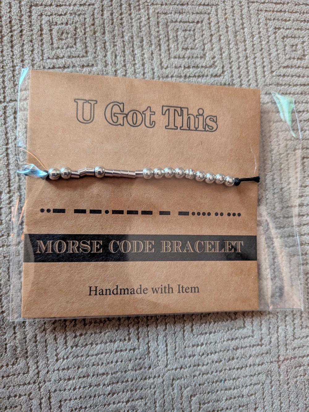 Morse Code Bracelet (1) with Silver Beads - Picture 3 of 8